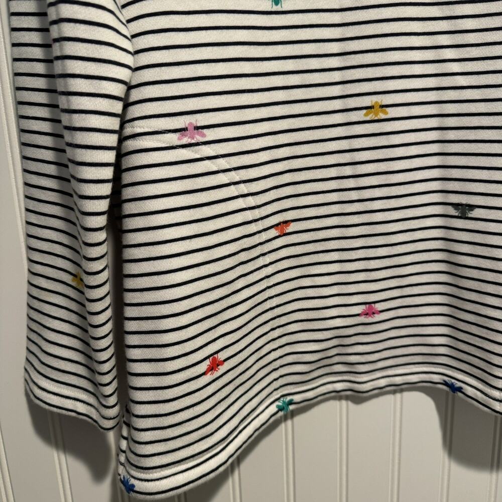 Joules Funnel Neck Sweatshirt Striped Rainbow Bee Print Size 10 - Picture 3 of 9